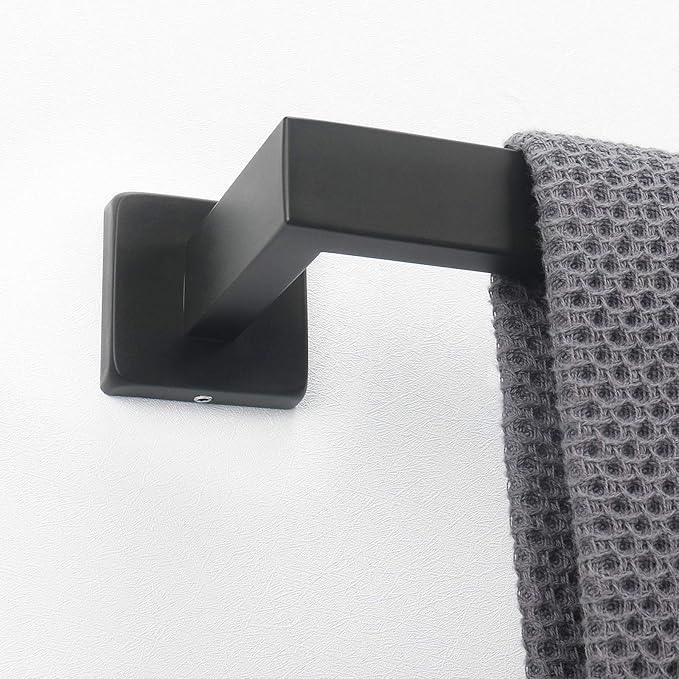 NearMoon Towel Bar, Bath Accessories Premium Thicken Stainless Steel Square Shower Towel Rack for Bathroom, Towel Holder Wall Mounted (1 Pack, Matte Black, 33 Inch)
