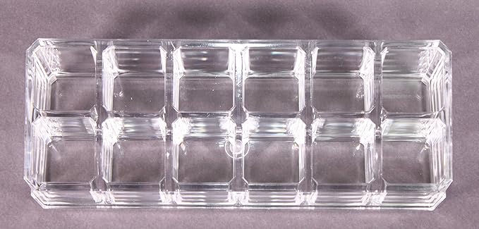 Clear Acrylic Makeup Case and Lipstick or Brush Holder with 12 Compartments