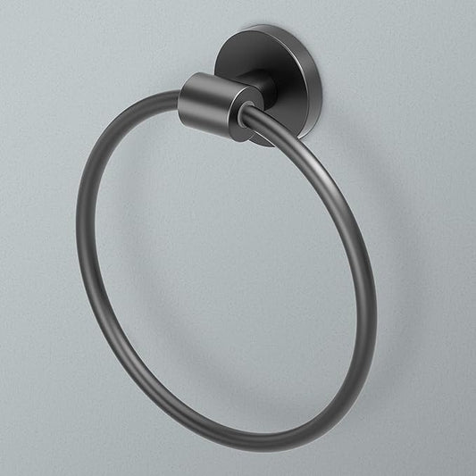 Gatco 4662MX Reveal Hand and Face Towel Ring, Matte Black for Bathroom | Wall Mount 6.63" Dia. Towel Holder Ring