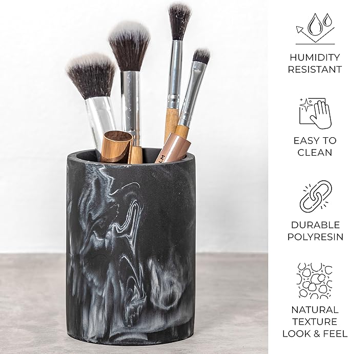 ZCCZ Bathroom Accessories Set, 4-Piece Marble Pattern with Soap Dispenser, Toothbrush Holder, Tumbler, and Soap Dish for Modern Bath Décor, Elegant and Durable Design for Home or Office Bathrooms