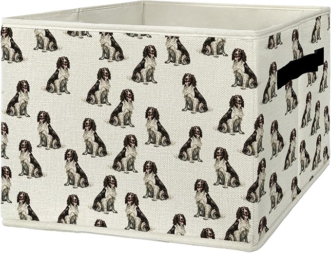 English Springer Spaniel Gifts Storage Bins & Boxes with Handles, Dog Mom Lovers Gifts Foldable Basket for Organizing, Dog Collapsible Storage Basket for Bedroom Bathroom Clothes Toys Books