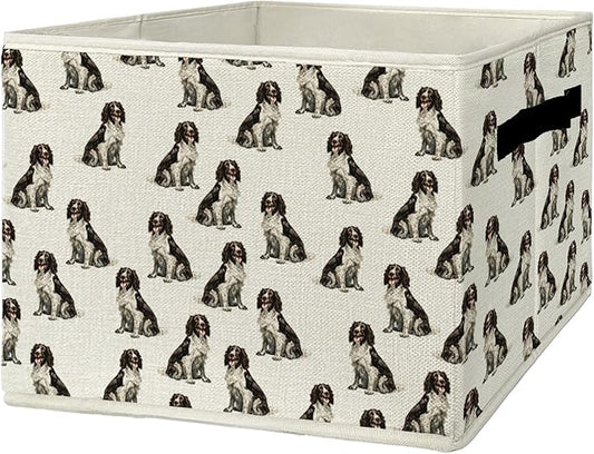 English Springer Spaniel Gifts Storage Bins & Boxes with Handles, Dog Mom Lovers Gifts Foldable Basket for Organizing, Dog Collapsible Storage Basket for Bedroom Bathroom Clothes Toys Books