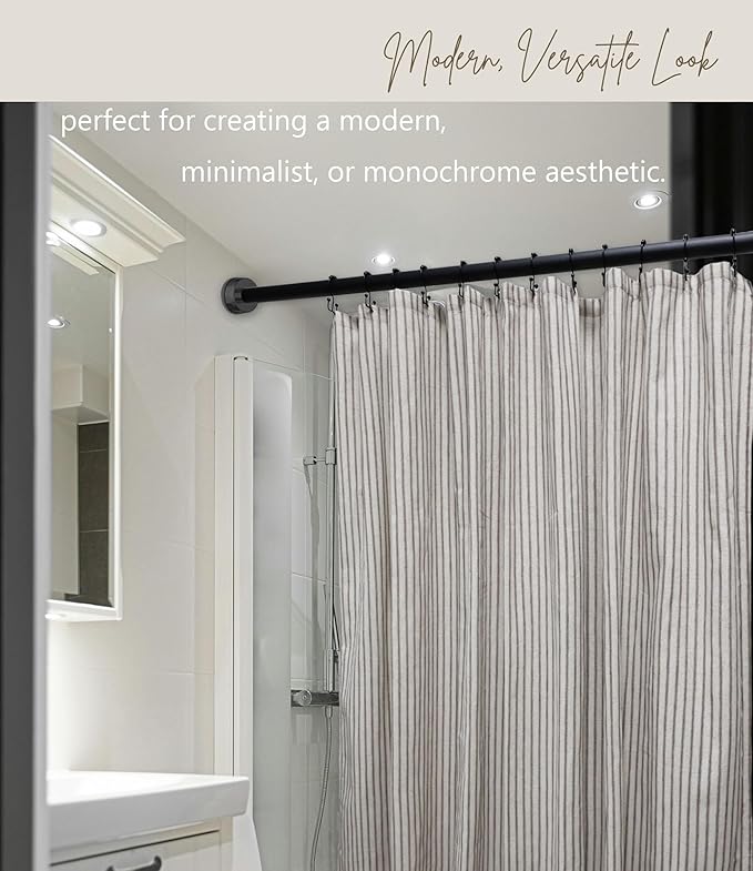 Farmhouse Striped Shower Curtain - 72x72 Inches, Linen Blend Fabric, Breathable & Machine Washable, Rustic Tan for Bathroom Decor (Hooks/Liner Not Included)