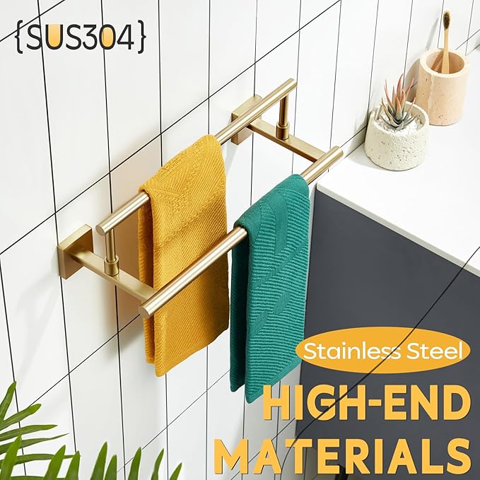 KOKOSIRI Hand Towel Bar 16 Inches Towel Holder Bathroom Rack for Bath Cabinet Towel Rails Brushed Gold Stainless Steel B5009BG-L16