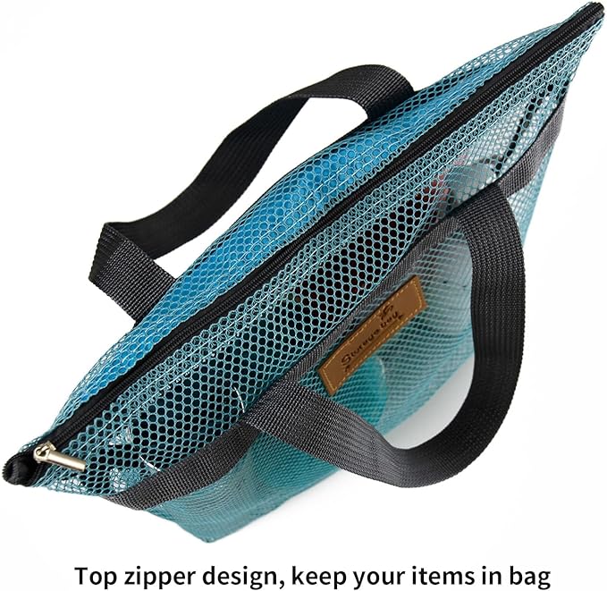 TOPASION Mesh Shower Caddy Bag Portable Hanging Toiletry and Bath Organizer with Zipper for Travel, Gym, Camping, College Dorms, Beach