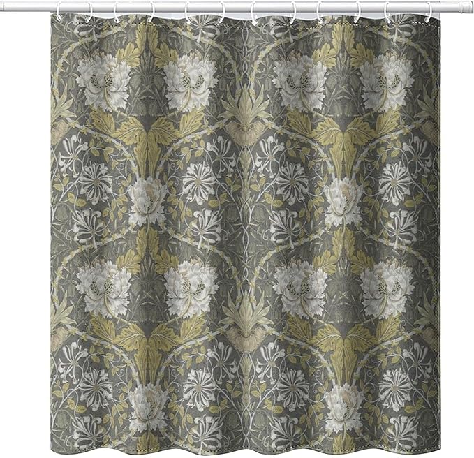 Retro Flower Shower Curtains William Morris Vintage Country Boho Flower Art Print Shower Curtains 72""×84"" Inch, Style-4