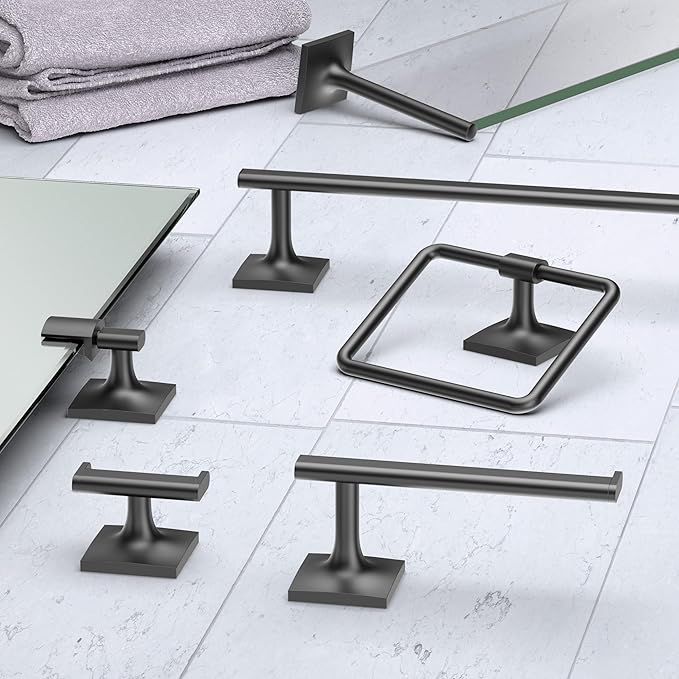 Gatco 5586MX Waterline Glass Shelf, Matte Black