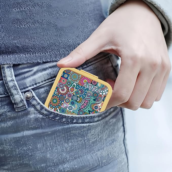 Compact Mirror, Travel Makeup Mirror with Magnifying, Double Sided Portable Hand Mirror for Handbag and Pocket Golden