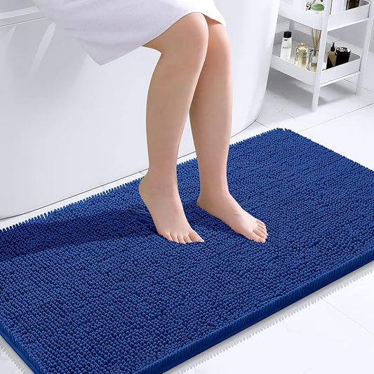 OLANLY Bathroom Rugs 40x24, Extra Soft Absorbent Chenille Bath Rugs, Rubber Backing Quick Dry, Machine Washable Bath Mats for Bathroom Floor, Tub and Shower, Home Decor Accessories, Royal Blue