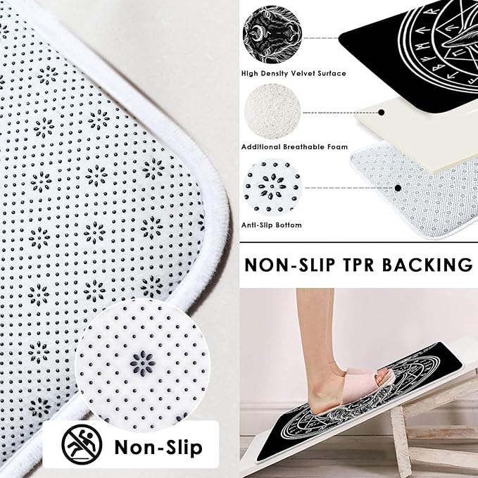 ArtSocket 4 Pcs Shower Curtain Set Goth Geometry Shapes Satan Retro Rock with Non-Slip Rugs Toilet Lid Cover and Bath Mat Bathroom Decor Set 72" x 72" Baphomet