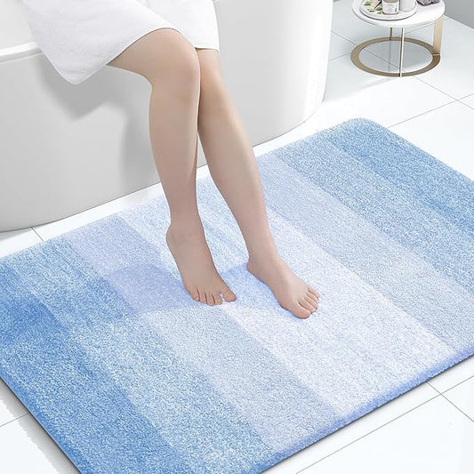 OLANLY Bathroom Rugs Mat 44x32, Extra Soft Absorbent Microfiber Bath Rugs, Rubber Backing, Quick Dry, Machine Washable Bath Mats for Bathroom Floor, Tub and Shower, Home Decor Accessories, Light Blue