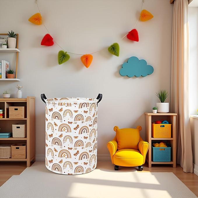 Baby Laundry Hamper kids laundry Basket Waterproof Storage Bin for Bedroom Toy Clothes Organizer Basket Woodland Animals Room D??cor(Rainbow)