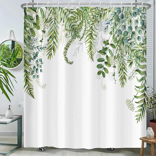 ChloropLastid Sage Green Shower Curtain for Bathroom Plant Botanical Eucalyptus Leaf Watercolor Greenery Leaves Floral Bathroom Curtain Waterproof Fabric Shower Curtain Sets 72×72 Inches