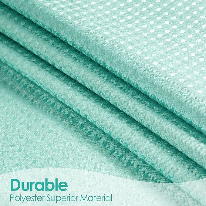 MitoVilla Teal Blue Ombre Waffle Small Stall Shower Curtain 36 x 72, Half Size Fabric Narrow Shower Curtains for Bathroom Decor, 36 inch Weighted Shower Curtain Set with Plastic Hooks