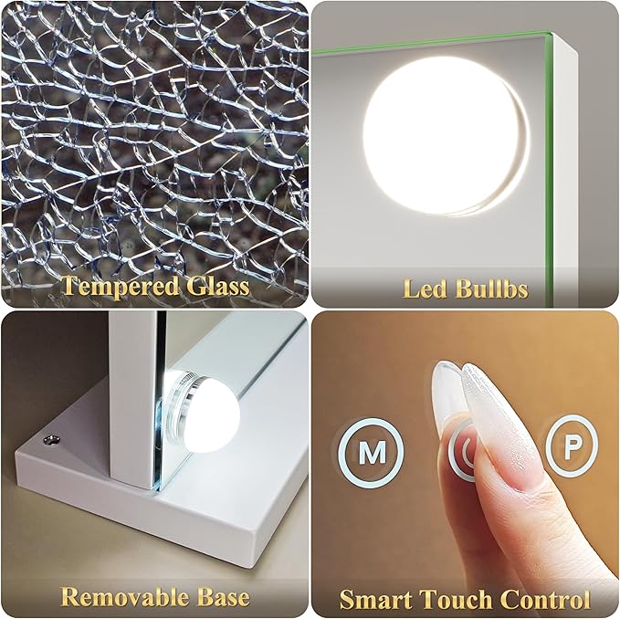 FENNIO Hollywood Vanity Mirror with Lights 23x18,Large Lighted Mirror Makeup Mirror with 15 Dimmable LED Bulbs, 3-Color Lighting