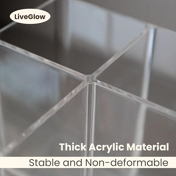 Clear Makeup Brush Holder,Acrylic Rotating 360??Makeup Brush Organizer,Pen holder with 4 Grids,Makeup Holder for Courtup,Containers for Desk,1pc