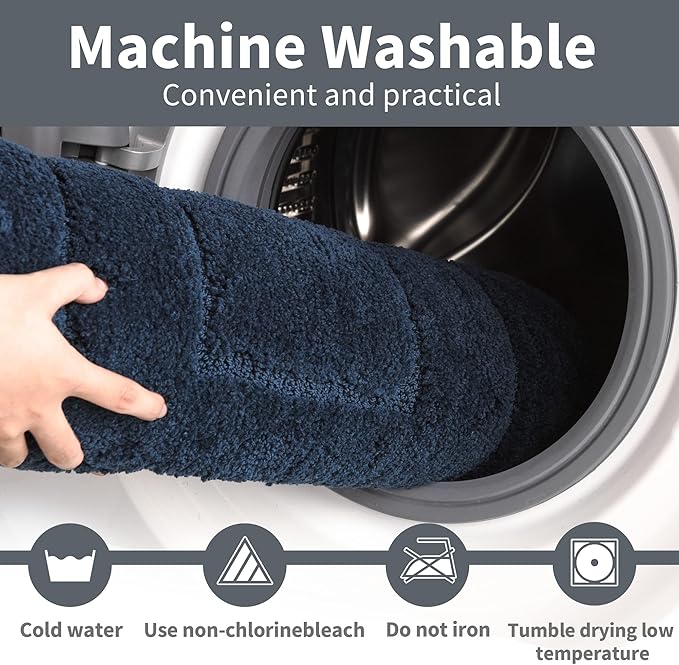 GRANNY SAYS Bathroom Rugs and Mats, 16" x 24" Non-Slip Bath Mat for Bathroom, Super Soft Absorbent Microfiber Bath Rug, Machine Washable and Dry, Small Navy Rug for Shower, Tub and Bath Floor