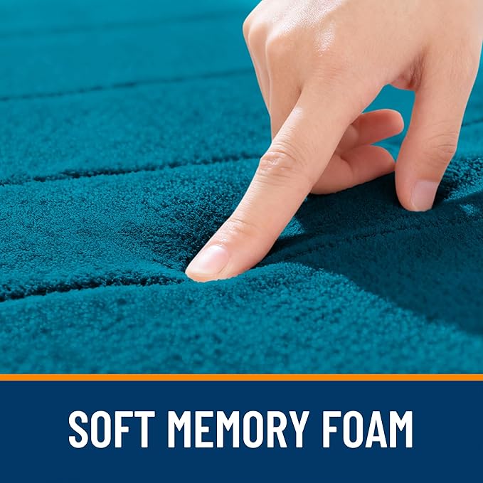 OLANLY Memory Foam Bath Mat 59x35, Super Soft Absorbent Bathroom Rugs, Quick Dry, Machine Washable Shower Floor Rugs, Bathmat Carpet, Bathroom Home Decor Accessories, Peacock Blue