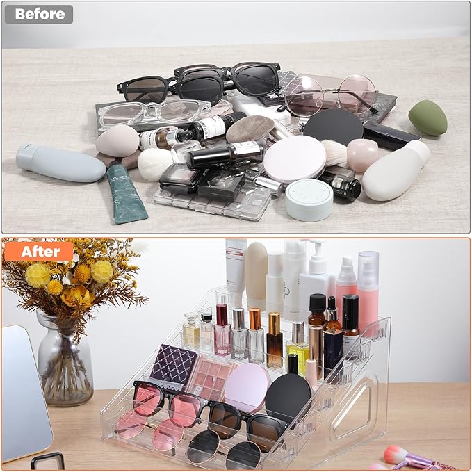 2 Pack 7 Tier Oil Nail Polish Display Rack Sunglass Essential Nail Polish Organizers Acrylic Makeup Oils Ink Storage 84 Bottles Nails Polishs Large Capacity No Tool Needed Assembly Clear
