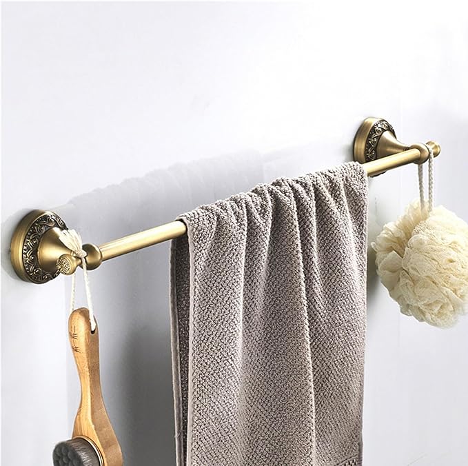 Brass Towel Bar,Adjustable Towel Holder Rod Antique Brass,Antique Towel Bar Rail Bathroom Accessories Wall Mount Expandable 15.2 to 27.8 Inch