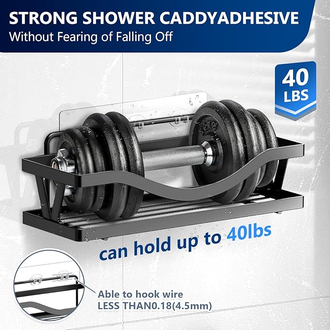 Shower Caddy Adhesive Replacement, Adhesive Hooks Stickers, Strong Hook Strip for Shower Caddy Basket Shelf, Soap Holder, Bathroom Storage Corner Shelves, Kitchen Racks (Transparent-6Pack)