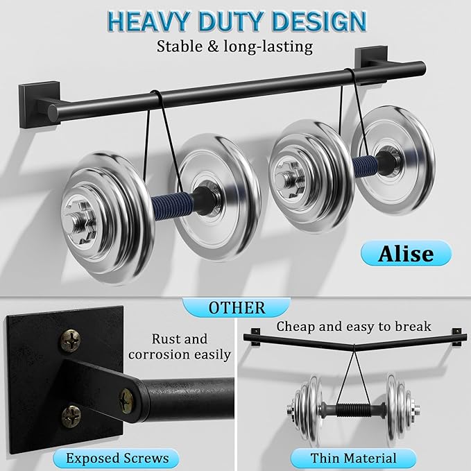 Alise 32 Inch Bathroom Towel Bar, SUS304 Stainless Steel Towel Racks for Bathroom, Towel Rack Wall Mounted Heavy Duty Hand Towel Holder Single Towel Bar, Matte Black