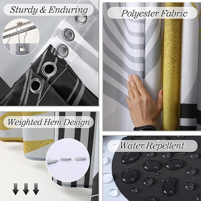 Bathroom Accessories Set - 27PC Bathroom Sets with Shower Curtain and Rugs, Black Bathroom Set, Black Bathroom Accessory Set with Trash Can, Toilet Brush & 3 PC Soap Dispensers