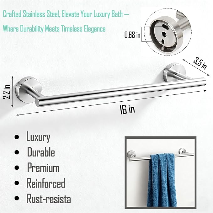 Towel Racks for Bathroom, Stainless Steel Towel Rack, Bathroom Towel Holder, Towel Bar for Bathroom Wall, Towel Holder for Bathroom Wall, Bathroom Towel Rack, Towel Bar, Bathroom Accessories (Silver)