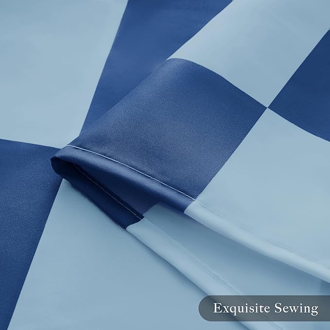 Checkered Shower Curtain, Shower Curtains for Bathroom, Cute Retro Checkboard Shower Curtain Vintage Aesthetic, Washable Fabric Bath Curtain (Double Blue, 72''x72''(183x183cm))