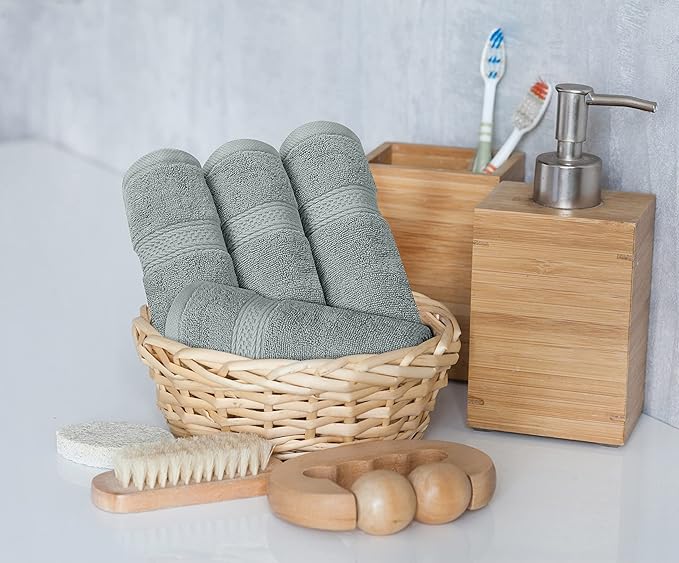 Utopia Towels 8 Piece Luxury Towel Set – Majestic Plush, Super Absorbent & Quicker-to-Dry, Thick 100% Ring Spun Cotton Towels for Bathroom, Spa & Hotel – 2 Bath, 2 Hand, 4 Washcloths, Cool Grey