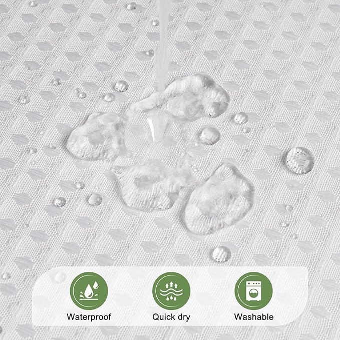 UFRIDAY Shower Stall Curtain 48x72 inch White Waffle Weave,Water-Resistant Polyester Shower Curtain with Mesh Top Window, Small Bathroom Curtain for Rv Camper Trailer