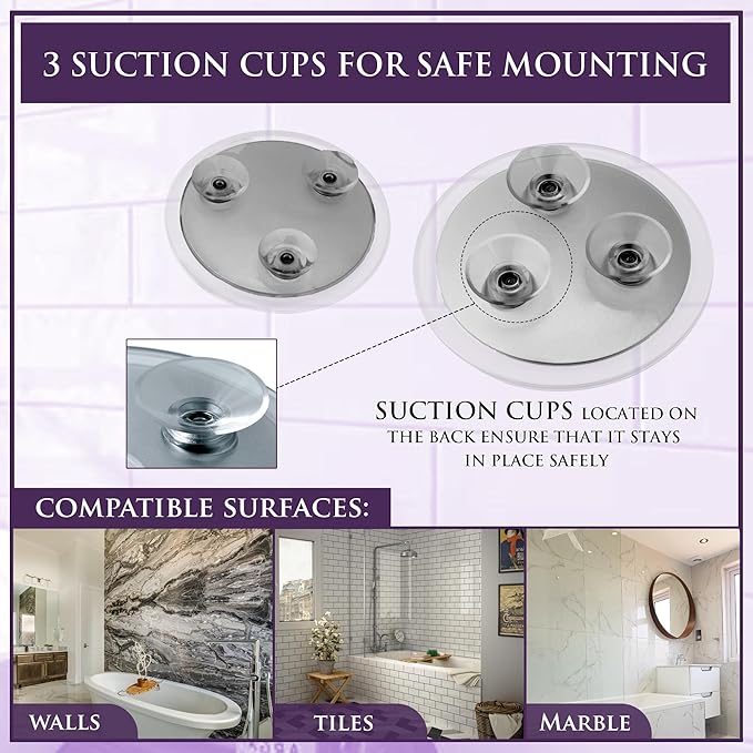 MIRRORVANA 20X & 10X Magnifying Mirror Set with 3 Suction Cups Each - Compact & Travel Ready Mirror for Makeup - Sizes: 6" and 4" Wide