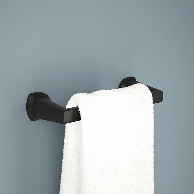 Delta Galeon (1-Pack) 8'' Towel Rack for Bathroom Matte Black Towel Bar for Bathroom Wall Hand Towel Holder Rod Wall Mounted Kitchen Towel Holder 77208-BL