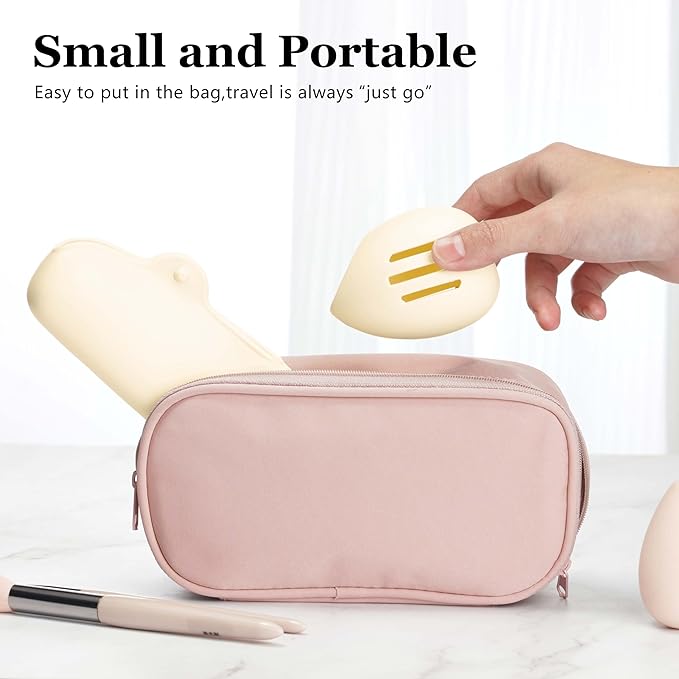 Silicone Makeup Brush and Beauty Blender Holder, Half open Snap Design, Washable Powder Puff Case For Travel Business