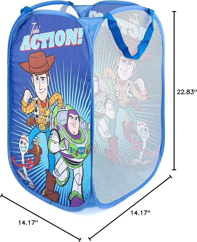 Jay Franco Disney Pixar Toy Story Pop Up Hamper - Mesh Laundry Basket/Bag with Durable Handles - Features Woody, Buzz Lightyear & Forky (Official Disney Product)