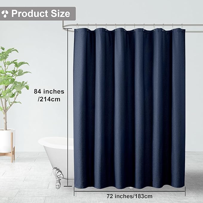 OVZME Berry Blue Extra Long Shower Curtain, 72 x 84 Inch, 3D Embossed Textured Fabric for Bathroom, Hotel Spa, Water Repellent, Machine Washable
