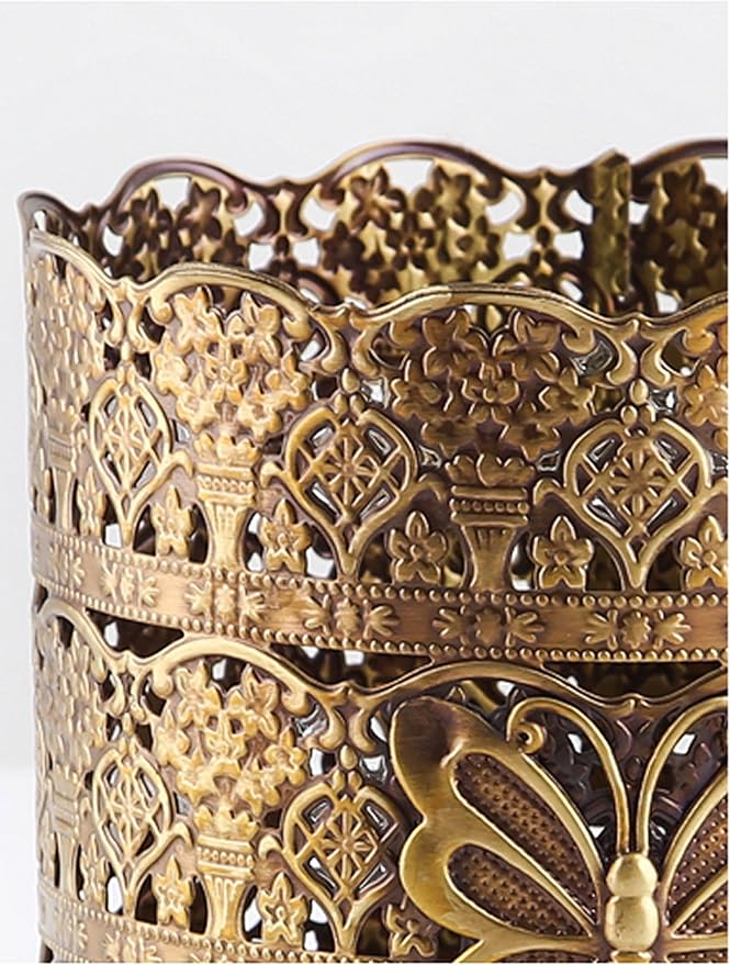 Butterfly Designed Vintage Hairbrush Holder Antique Make up Brush Holder Makeup Vanity Organizer (Brass (Matt Gold), Medium)