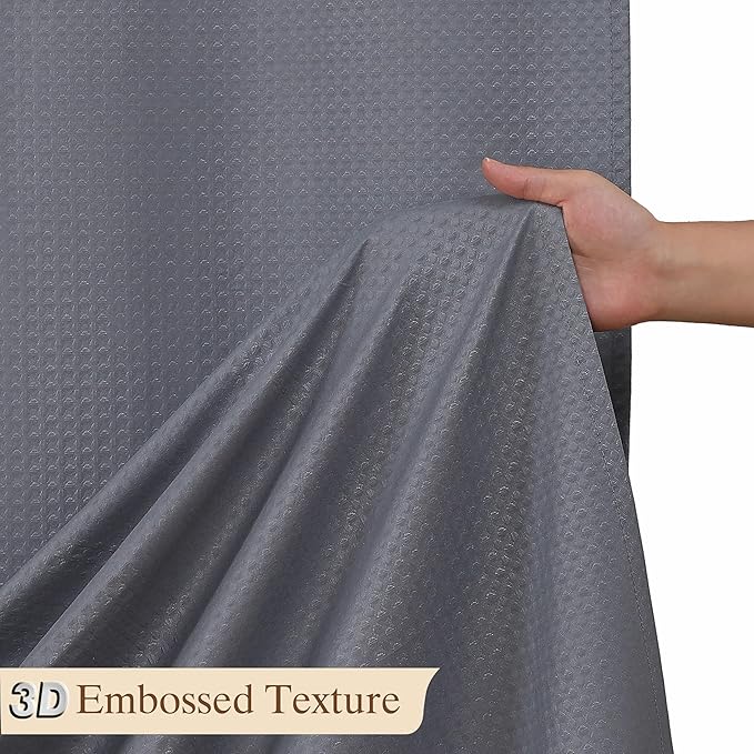 Aiyufeng Long Shower Curtains for Bathroom，Dot Like Embossed Textured Water Repellent Fabric Shower Curtain，Hotel Luxury Quality & Soft Cloth，Machine Washable，72Wx84L，Grey