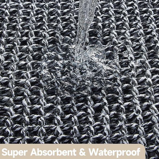 Black and White Bathroom Rugs, Waffle Bath Mat Non Slip Washable Super Absorbent Quick Dry Boho Farmhouse Bathroom Decor, 36"x24" Black and White