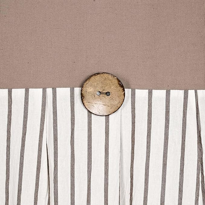 Farmhouse Taupe Shower Curtain,Taupe and Brown Stripe,Button Curtain,Cotton Blend and Cotton Woven Fabric,Rustic Charm Country Chic Style,72x84 in