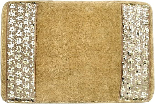 Zahari Home Sinatra Modern Bathroom Rug Classic Luxury Bath Rug Contemporary Decor Champagne Gold Bath Mat for Shower Unique Design Stylish Bathroom Rug Bath Shower Tub Décor