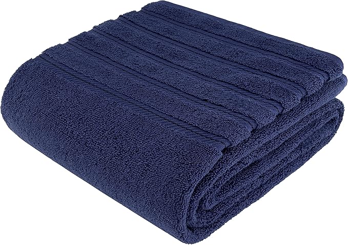 American Soft Linen 35x70 Jumbo Large Bath Towel, 600 GSM 100% Cotton Turkish Bath Sheet, Oversized Luxury Bath Towel for Bathroom Beach and Pool, Navy Blue