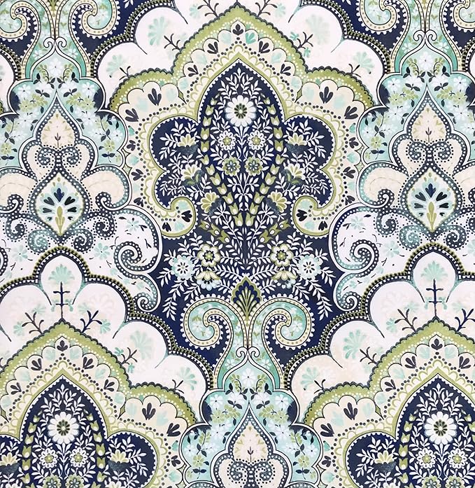 Serafina Home Hotel Quality Fabric Bathroom Shower Curtain: Floral Paisley Moroccan Damask (72 x 70 inches)
