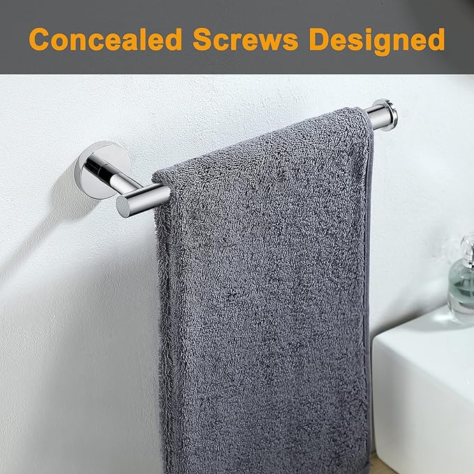 Hand Towel Holder for Bathroom, Chrome Polished Hand Towel Bar, SUS304 Stainless Steel Hand Towel Hanger, Wall Mounted Small Hand Towel Ring, 9 Inch Round Heavy Duty Towel Rack for Bathroom, Kit