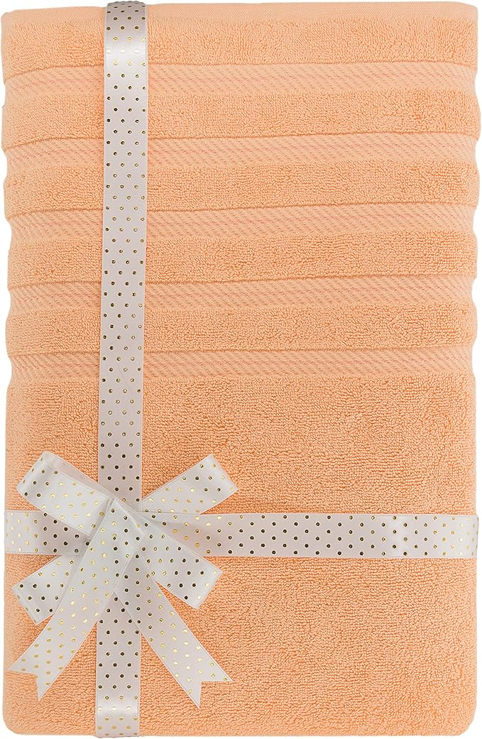 American Soft Linen 35x70 Jumbo Large Bath Towel, 600 GSM 100% Cotton Turkish Bath Sheet, Oversized Luxury Bath Towel for Bathroom Beach and Pool, Malibu Peach