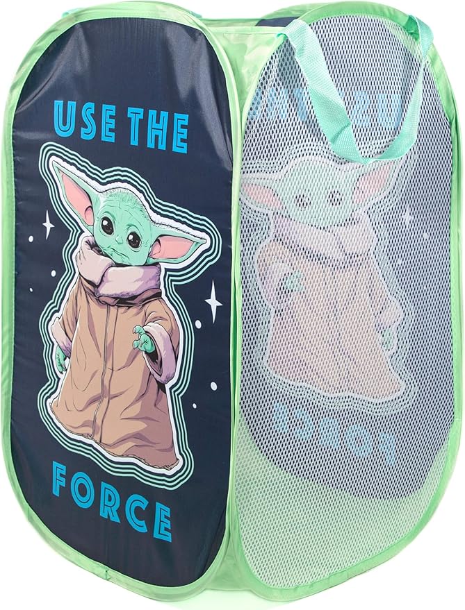 Jay Franco Star Wars The Mandalorian The Child Pop Up Hamper - Mesh Laundry Basket/Bag with Durable Handles - Features Baby Yoda Grogu (Official Star Wars Product)