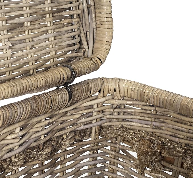 SAFAVIEH Home Collection – Sidonie Grey Rattan Storage Hamper, Wicker Storage Basket with Iron Frame for Bedroom, Bathroom or Living Room, Fully Assembled (SEA7020A)