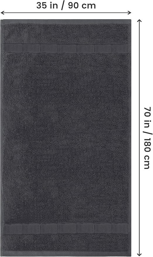 Utopia Towels Jumbo Bath Sheet 2 Piece, 600 GSM, 35 by 70 Inches, 100% Ring Spun Cotton, Absorbent and Quick Dry Extra Large Bath Towel, Grey