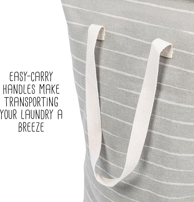 Honey-Can-Do Set of 2 Collapsible Fabric Laundry Basket Hampers With Handles HMP-09863 Grey