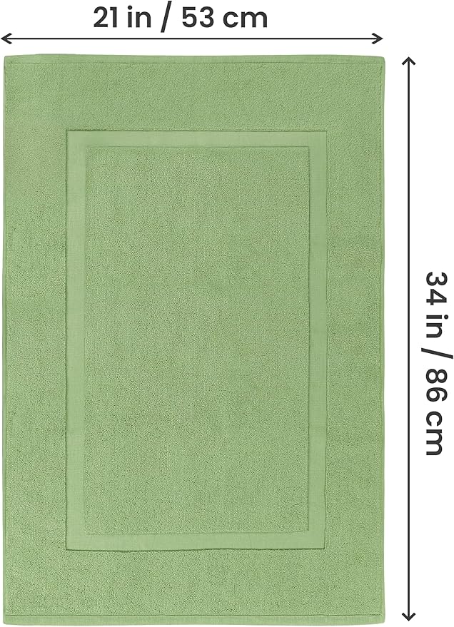 Utopia Towels Cotton Banded Rug, Bath Mats, Not a Bathroom Rug, 21 by 34 Inches, 100% Ring Spun Cotton, Highly Absorbent Shower Bathroom Floor Mat,Sage Green, 2 Pack